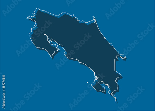 Vector outline map Costa Rica, line border country