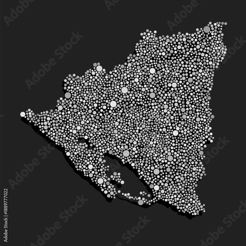Creative map of Nicaragua from random grey dots