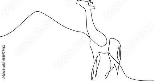 Giraffe silhouette on hillside Vector