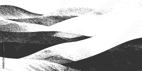 Abstract monochrome textured sand dunes landscape with grainy effect