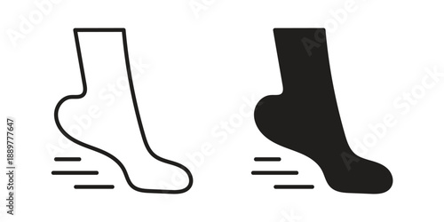 Tiptoe feet icons for design. Easily editable stroke. Modern flat design.
