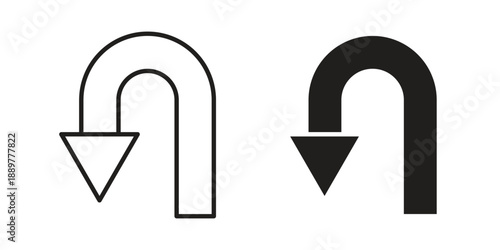 U turn icons for design. Easily editable stroke. Modern flat design.