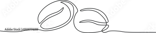 Two coffee beans in simple line art Vector