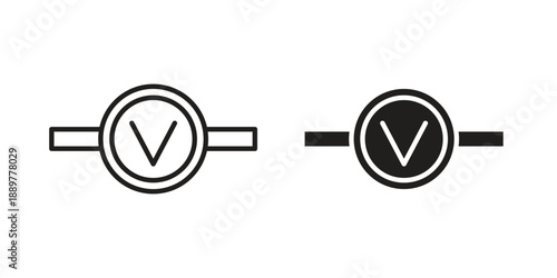 Voltmeter icons for design. Easily editable stroke. Modern flat design.