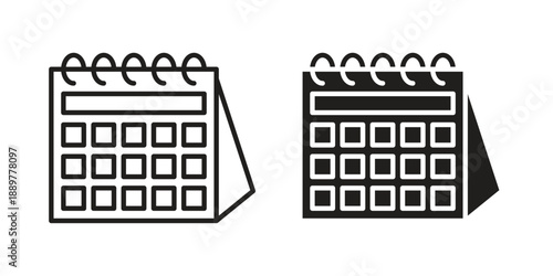 Wall calendar icons for design. Easily editable stroke. Modern flat design.