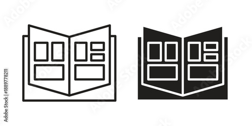 Wedding album icons for design. Easily editable stroke. Modern flat design.
