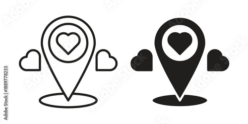 Wedding Location icons for design. Easily editable stroke. Modern flat design.