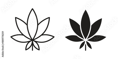 Weed icons for design. Easily editable stroke. Modern flat design.
