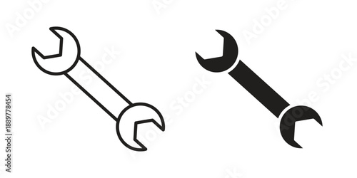 Wrench icons for design. Easily editable stroke. Modern flat design.