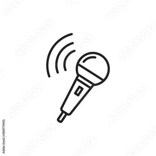 Microphone with sound waves emitting.