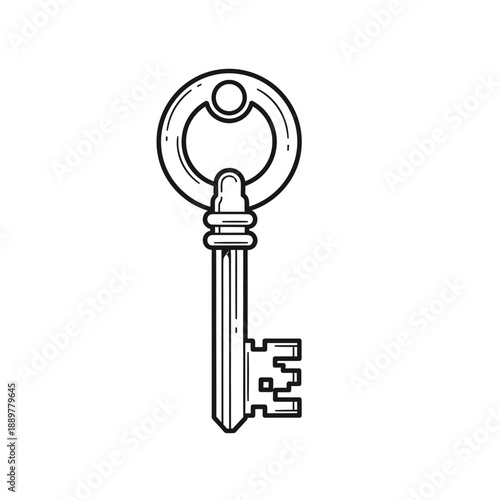 Old fashioned metal house key.