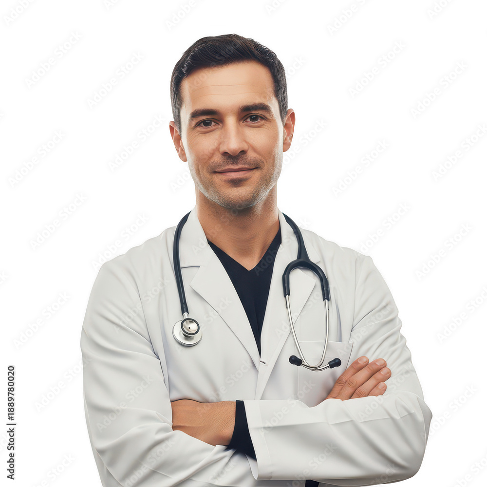 Fototapeta premium Doctor portrait isolated on transparent background isolated on transparent background
