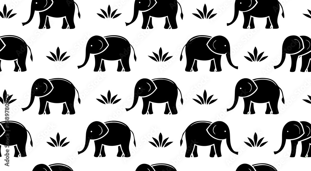 Obraz premium Silhouette elephant seamless pattern vector illustration design