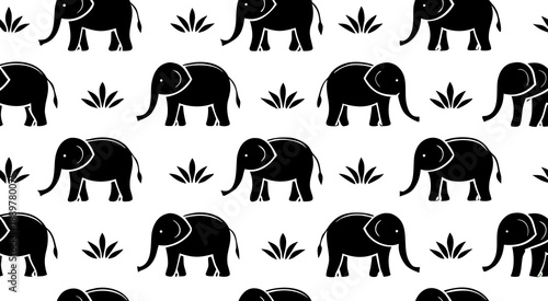 Silhouette elephant seamless pattern vector illustration design