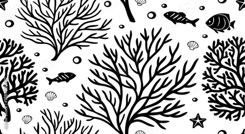 Silhouette under sea seamless pattern vector illustration design