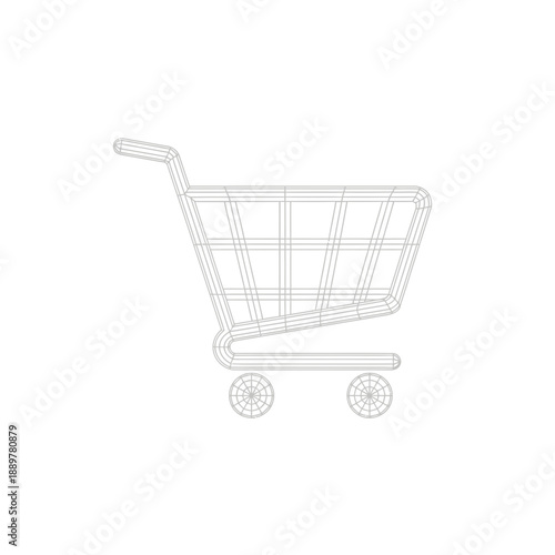 Shopping cart with wheels isolated.