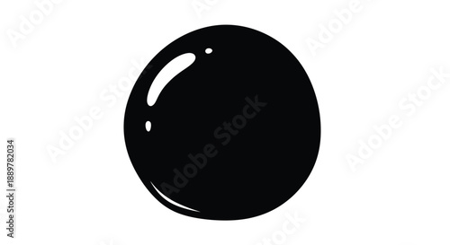 A glossy black sphere with a highlight minimalist design silhouette
