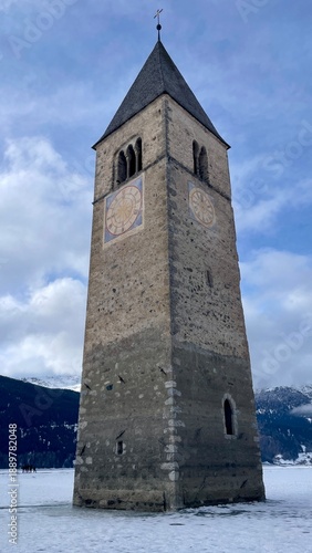 Reschenpass, Reschensee, Kirchturm, Stausee, Italien, 