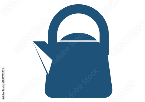 Simple blue kettle icon on white background