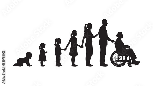 Family Growth and Inclusion Flat Design Vector Illustration with Disability Awareness and Pet