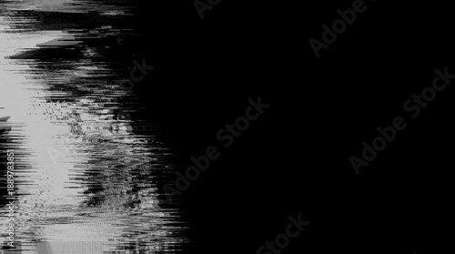Obraz na plátně Abstract black, white motion glitch distortion overlay pixelated texture