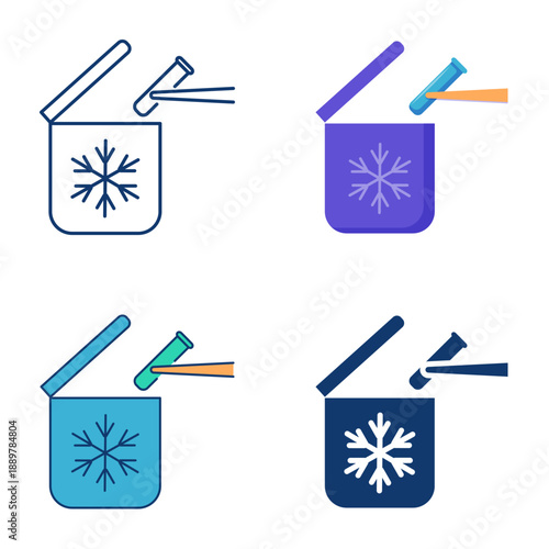 Cryogenic storage icon set