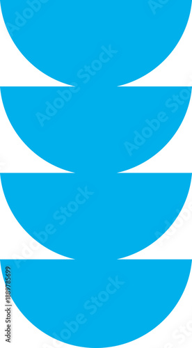 Abstract Geometric Art Print in Vivid Cyan with Curved Symmetrical Patterns