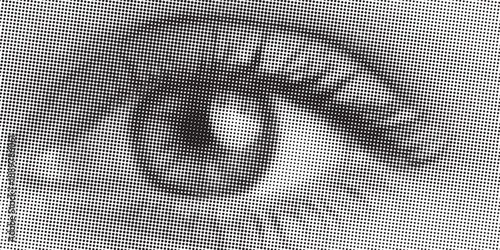 Vector human eye illustration made by halftone patter.