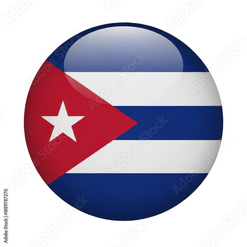 Free Download Glossy round button with cuban flag design, national symbol isolated on transparent background - GFXLoad