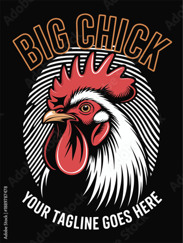 Rooster with big chick text and tagline placeholder 1