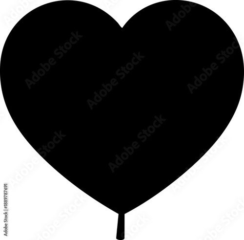 Heart-shaped linden leaf silhouette isolated on white background minimalist basswood leaf with stem botanical nature illustration