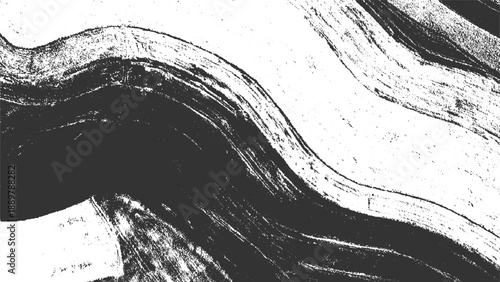 Abstract textured monochrome background with flowing dark and light bands and speckles black white
