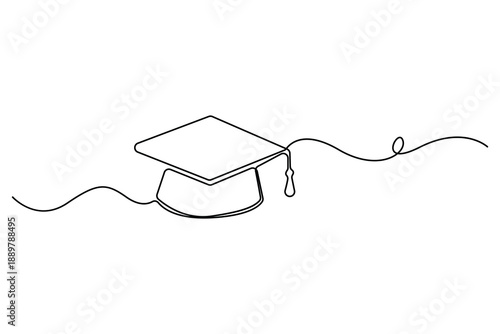 Continuous one line drawing of graduation cap education success concept vector illustration
