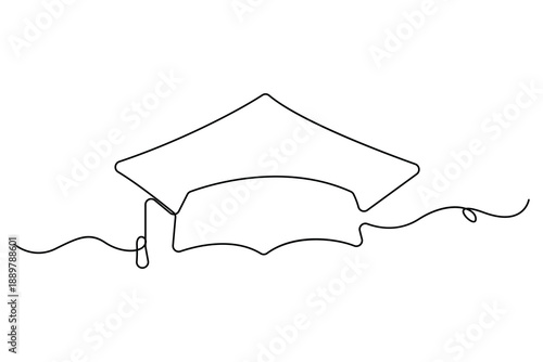 Continuous one line drawing of graduation cap education success concept vector illustration
