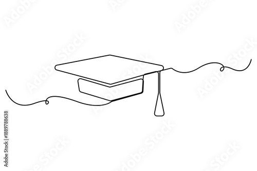 Continuous one line drawing of graduation cap education success concept vector illustration
