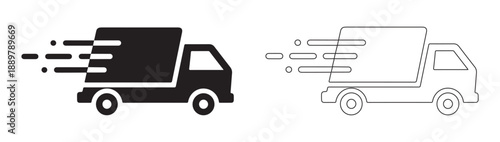 Delivery truck icon. Express delivery trucks icon. Fast shipping truck icon. Vector illustration