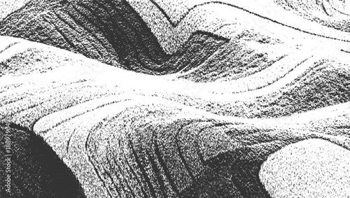Abstract monochrome textured landscape with rolling hills and deep shadows