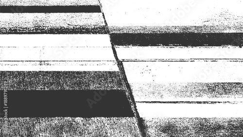 Black and white textured horizontal stripes with diagonal division and grainy effect