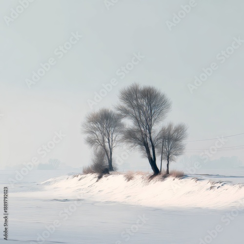 Wallpaper Mural Snow-covered landscape under soft morning light, muted colors, silent and expansive feeling, minimalist fine art composition, peaceful winter mood Torontodigital.ca