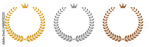 表彰やランキング表示をイメージした月桂樹フレームセット　