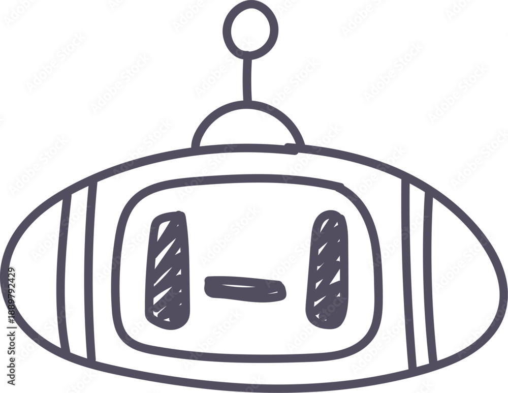 Obraz premium Dark grey bot icon element. Ai interface doodle style illustration