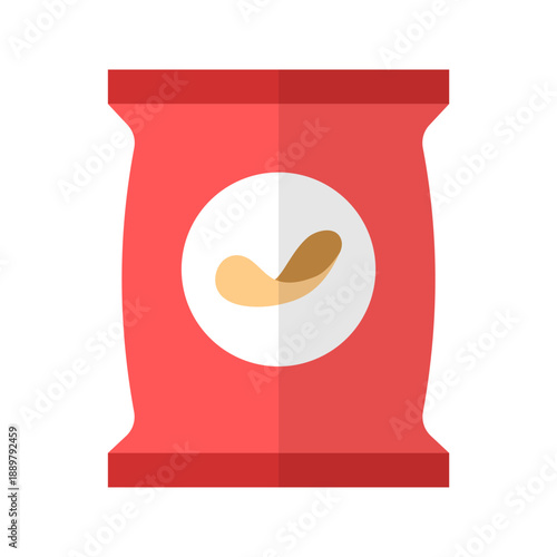 Potato chips snack packet salty food flat color icon
