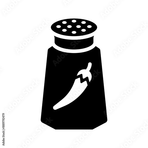 Spicy chili powder container kitchen seasoning solid glyph icon
