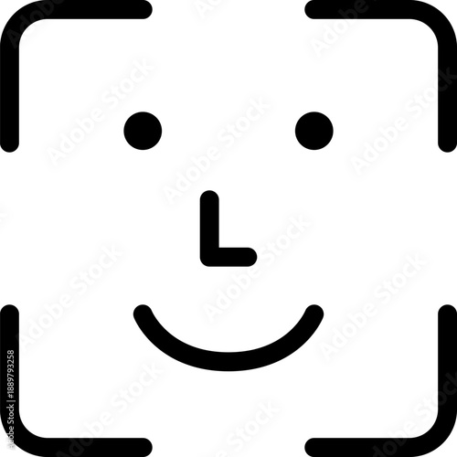 顔認証システムのシンプルなモノクロアイコン