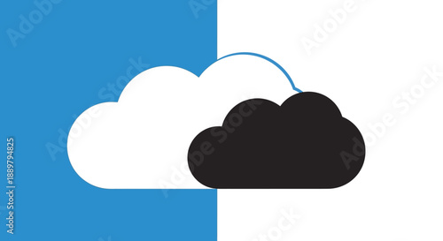 Illustrative contrast, showcasing light and dark cloud computing, representing duality of data and