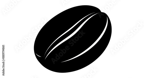 Monochrome representation of a single coffee bean with distinct characteristics graphic design
