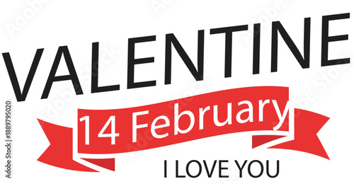 Valentine's Day Sale 14 Percent Off Discount Banner Promotion Red Black White