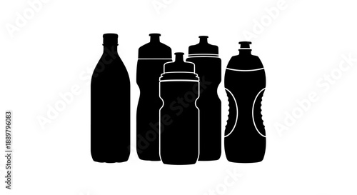 Silhouette variety of sports and everyday reusable water bottles isolated vector image