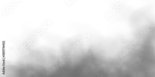 Soft smoky smoke rises above gray clouds with swirl, haze patterns. Atmospheric phenomena, mist, steam enhance realistic thunder, storm, vapor, fog details on white background. PNG vector.