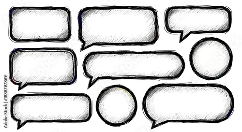 Hand-Drawn Sketchy Speech Bubble Collection: Versatile Elements for Creative Messaging